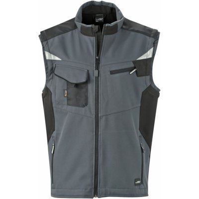 JAMES NICHOLSON Pracovní softshell vesta Workwear Softshell Vest Carbon Černá – Zboží Mobilmania
