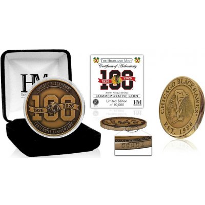 Highland Mint Sběratelská Pamětní mince Chicago Blackhawks NHL 100th Anniversary Antique Bronze Coin – Sleviste.cz