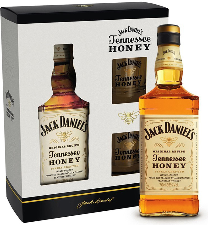 Jack Daniel\'s Honey 35% 0,7 l (dárkové balení 2 sklenice)