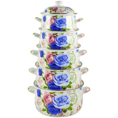 TIDAL Smaltované hrnce ROSES, 2,8/3,7/5/6,2/8L, 10ks, TD-7979 – Zboží Mobilmania