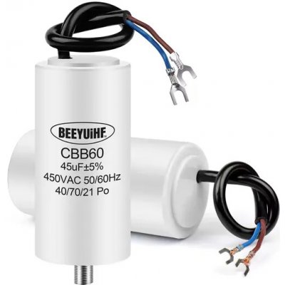 Rozběhový kondenzátor CBB60 – 20 µF / 450 V AC (válcový, vývody s kabelem) – Sleviste.cz