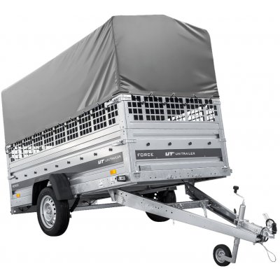 UNITRAILER Přívěs za auto na pružinách 264x125 FORCE 264/R KIPP s pletivovými bočnicemi, rámem H-800 a šedým krytem – Zboží Mobilmania