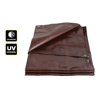 Proteco plachta s oky 3*3m EXTRA silná 200g/m2, hnědá, 10.88-P200-3-3 – Zboží Dáma