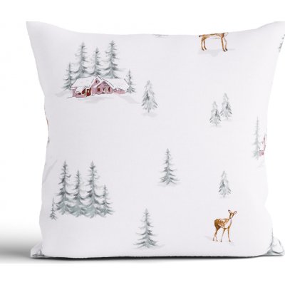 MKLuzkoviny.cz Vánoční bavlna Renforcé Zimní les 40 x 40 cm – Zbozi.Blesk.cz