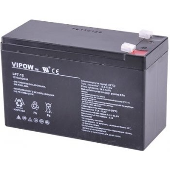 VIPOW Baterie olověná 12V / 7Ah (7,5Ah) bezúdržbový akumulátor