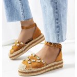 Gemre Brown espadrilles with rhinestones Dide hnědá krémová hořčicová – Zboží Dáma