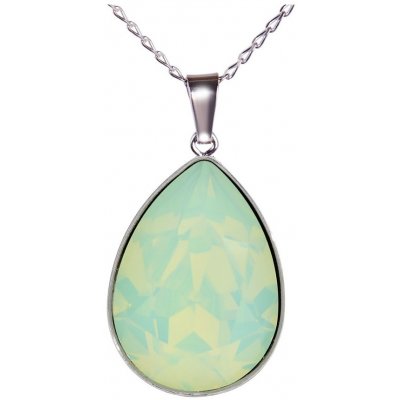 Swarovski Elements Pear stříbrný (přívěsek + řetízek) zelená slzička, kapka 54035.3 Chrysolite opal zelená – Hledejceny.cz