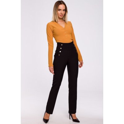 M530 High waisted trousers with decorative press studs black – Zbozi.Blesk.cz
