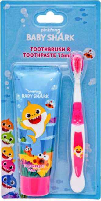 Novak\'s International Baby Shark dětská zubní pasta 75 ml + kartáček dárková sada