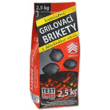 Servis Les grilovací brikety, dřevěné uhlí, 2,5 kg