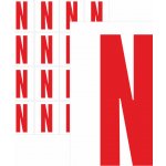Písmena samolepící červená N samolepící vinylová fólie 75 mm písmo - aršík 4 ks – Zboží Dáma