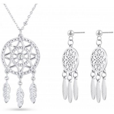 Biju set z chirurgické oceli LAPAČ SNŮ řetízek se zirkony visací náušnice 264 – Zboží Dáma