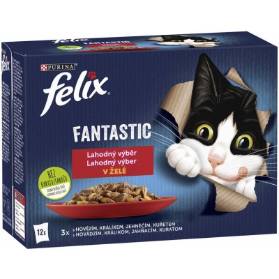 Felix Fantastic s kuřetem hovězím králíkem a jehněčím v želé 12 x 85 g – Hledejceny.cz