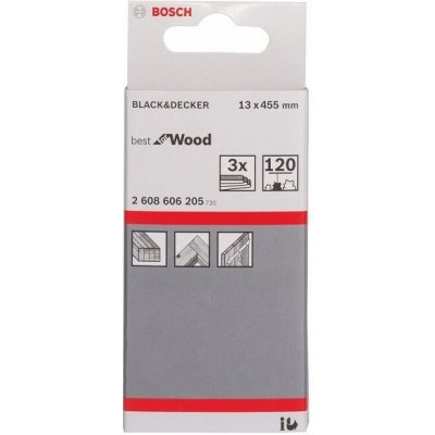 3x Brusný pás - brusivo pro pásové brusky a pilníky Bosch Best for Wood and Paint X440 13x457mm, zr. 120 (2608606205) – Hledejceny.cz