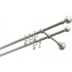 GARNÝŽE-HEBR Garnýž Paola matná stříbrná dvojitá 180 cm – Zboží Mobilmania