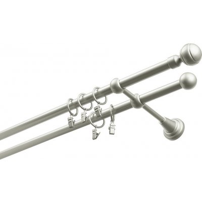 GARNÝŽE-HEBR Garnýž Paola matná stříbrná dvojitá 180 cm – Zboží Mobilmania