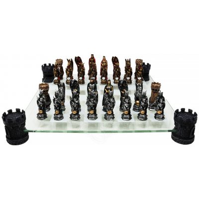 Mayer Chess Šachy Král Artuš zlatostříbrně šachové se skleněnou šachovnicí – Zboží Dáma