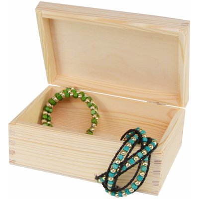 Dřevěná krabička s víkem nejen na šperky - 22 x 16 x 8 cm, přírodní - 2. JAKOST!