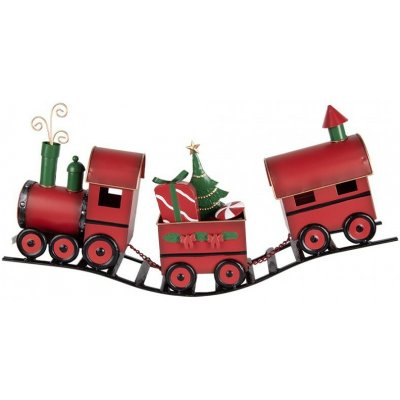 Clayre & Eef Červená kovová dekorace vláček na kolejích Christmas Train - 63*13*31 cm – Hledejceny.cz