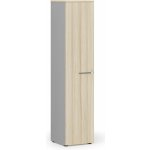 Primo Úzká kancelářská skříň GRAY, 1781 x 400 x 420 mm, šedá/dub přírodní – Zboží Mobilmania