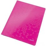 LEITZ Desky s rychlovazačem "WOW", růžová, lesklé, polaminovaný karton, A4