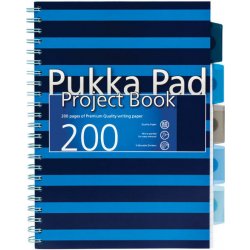 Pukka Pad blok s rozdělovači "navy project book" modrá linkovaný spirálová  vazba A5 100 listů poznámkový blok - Nejlepší Ceny.cz