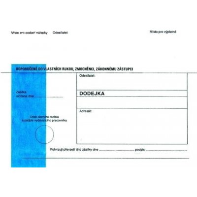 Dodejka B6 125x176 samopropisovací, modrý pruh, 1.000 ks – Zboží Živě