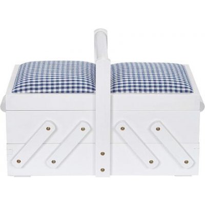 Kazeta - košík na šicí potřeby dřevěný s látkou - bílý - PRYM – Zboží Dáma