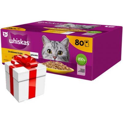 WHISKAS Adult sáček Drůbeží hostina + Překvapení pro kočku 80 x 85 g – Hledejceny.cz