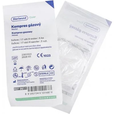 Steriwund gáza hydrofilní kompresy sterilní 5 x 5cm 5 ks – Zboží Dáma