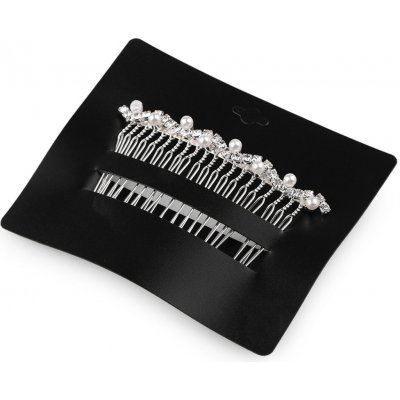 Hřeben kovový do vlasů s broušenými kamínky Varianta: 2 crystal, Balení: 1 ks – Zbozi.Blesk.cz
