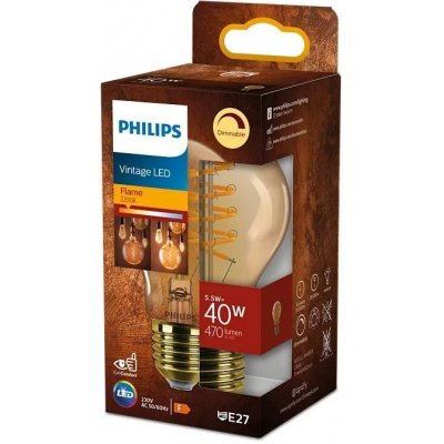 Philips LED žárovka E27 A60 5.5W = 40W 470lm 2200K Teplá bílá Filament Jantar Stmívatelná PHSDEK0190