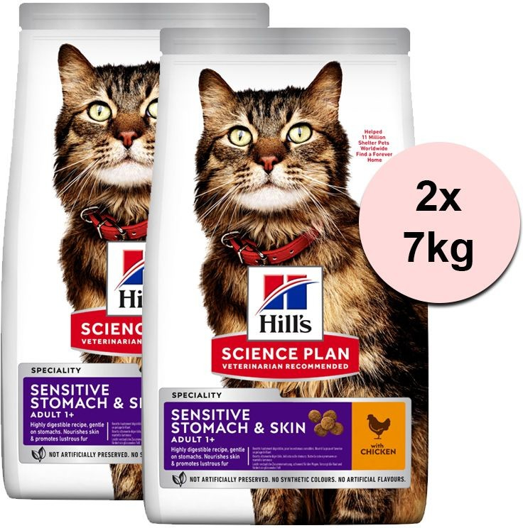 Hill\'s Science Plan Feline Adult Sensitive Stomach & Skin Chicken 2 x 7 kg