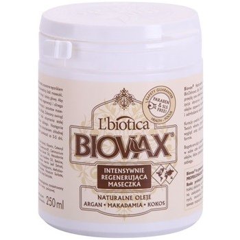 L'biotica Biovax Natural Oil revitalizační maska pro dokonalý vzhled vlasů Argan, Makadamia, Kokos(Paraben & SLS Free) 250 ml