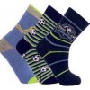 CNB BERLIN sada 3 ks ponožky DE54290 modrozelené fotbal
