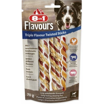 8in1 Triple Flavour snacky Twisted žvýkací tyčinky 10 kusů 70 g – Hledejceny.cz