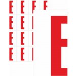 Písmena samolepící červená E samolepící vinylová fólie 75 mm písmo - aršík 4 ks – Zboží Dáma