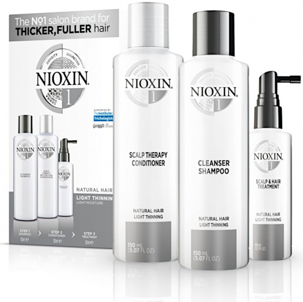 Nioxin System 1 Cleanser šampon 150 ml + System 1 Cleanser šampon 150 ml + System 1 Scalp Revitaliser kondicionér 50 ml System 1 Scalp Treatment Pro jemné a chemicky neošetřené vlasy