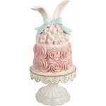 Clayre & Eef Dekorace růžový květinový dort na podstavci se zaječími oušky - Ø 17*35 cm – Hledejceny.cz