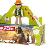 EFKO IGRÁČEK Archeolog figurka egyptské vykopávky maska faraona a soška Bastet – Zboží Dáma