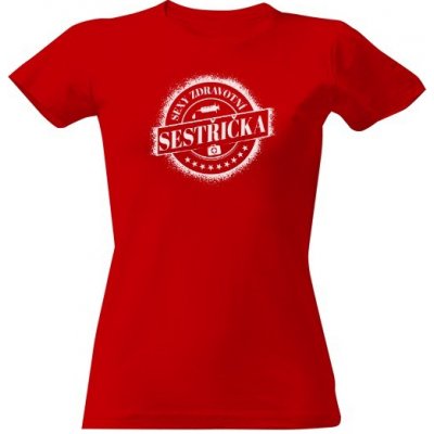 Tričko s potiskem Sexy zdravotní sestřička-Bílý design Červená – Zboží Mobilmania