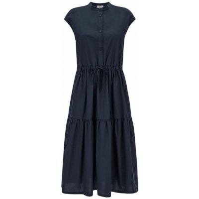 WOOLRICH POPLIN LONG DRESS modrá