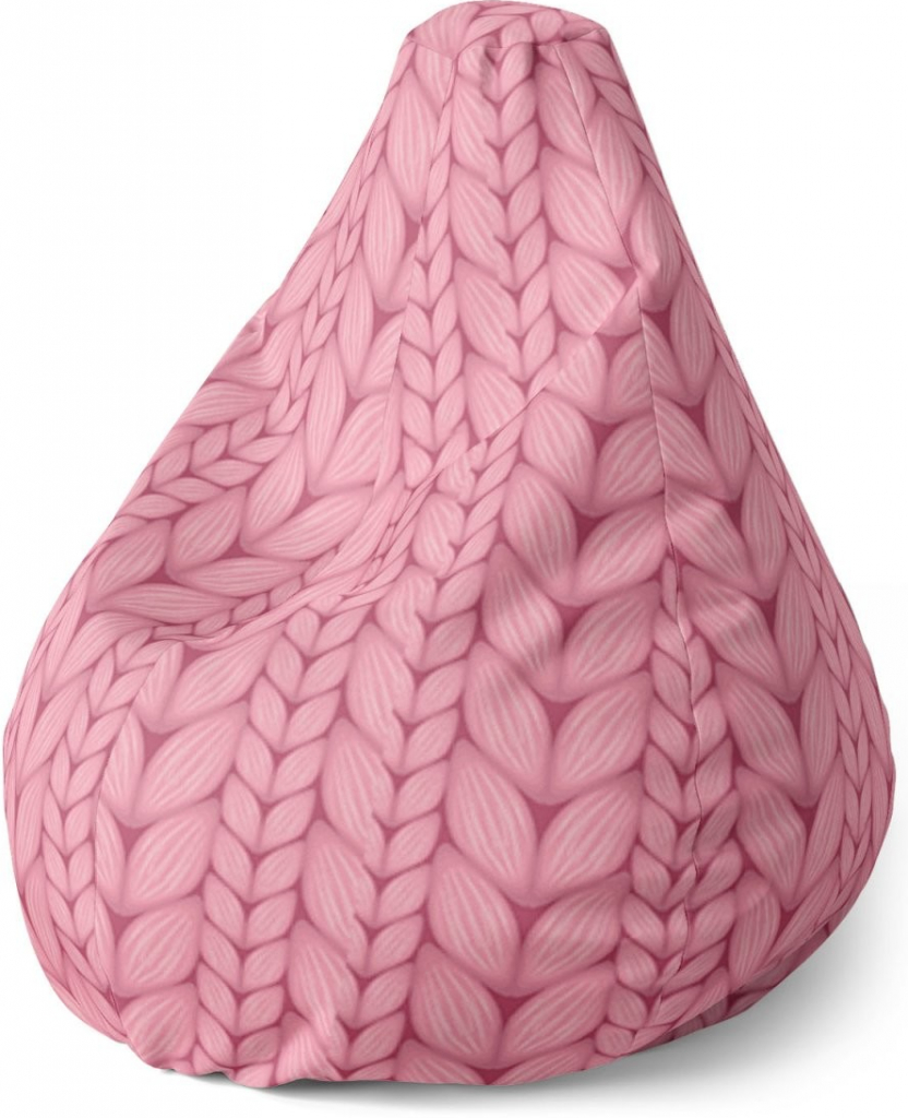 Sablio sedací vak Pear růžové pletení 140 x 100 x 25 cm