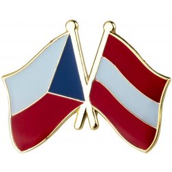 Zlatá brož vlajka Česko-Rakousko