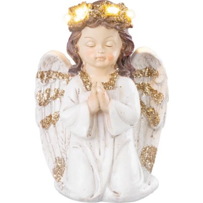 MagicHome Dekorace Anděl modlící LED polyresin na hrob 11,5x7,5x15,5 cm ST8091610 – Hledejceny.cz