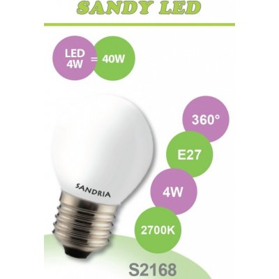 Sandy LED žárovka LED E27 S2168 4W OPAL teplá bílá
