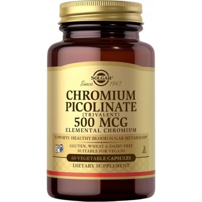 Solgar Chromium Picolinate, 500 mcg, 60 rostlinných kapslí – Hledejceny.cz