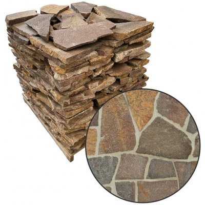 Kameny pojezdová Kora Toda nepravidelný štípaný porfyr tl. 3-5 cm 1 paleta až 14 m2 – Sleviste.cz