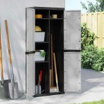Omaxi Zahradní úložná skříň šedá a černá 65 x 37 x 165 cm PP 889029 – Zboží Mobilmania