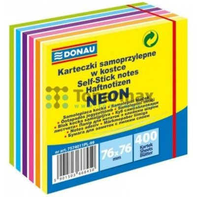 Samolepící bloček kostka neon 76x76mm 400ks neonové a pastelové barvy, Donau Biella – Hledejceny.cz